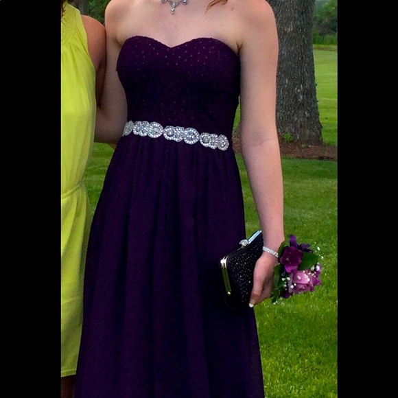 Strapless purple sparkles top prom dress. - Picture 1 of 5